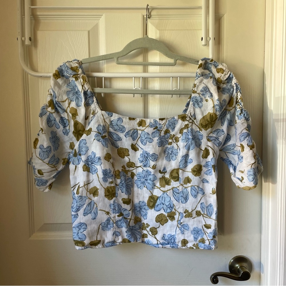 Joie Floral 100% Linen Blouse - Large